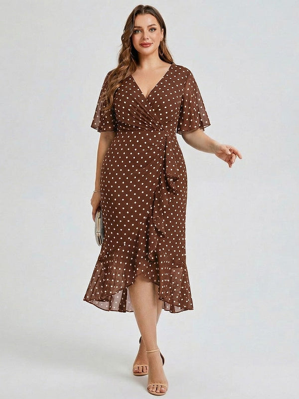 Plus Size Floral Chiffon Wedding Guest Dress