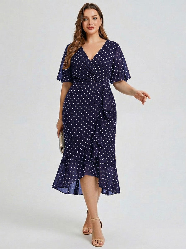 Plus Size Floral Chiffon Wedding Guest Dress