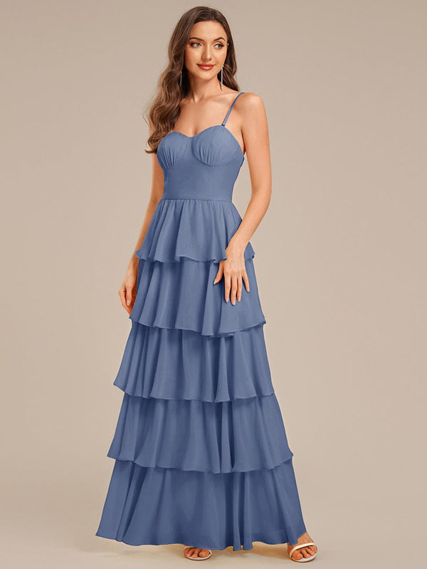 Ruffled Chiffon Sleeveless Wedding Guest Dress
