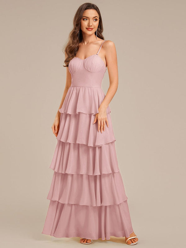 Ruffled Chiffon Sleeveless Wedding Guest Dress