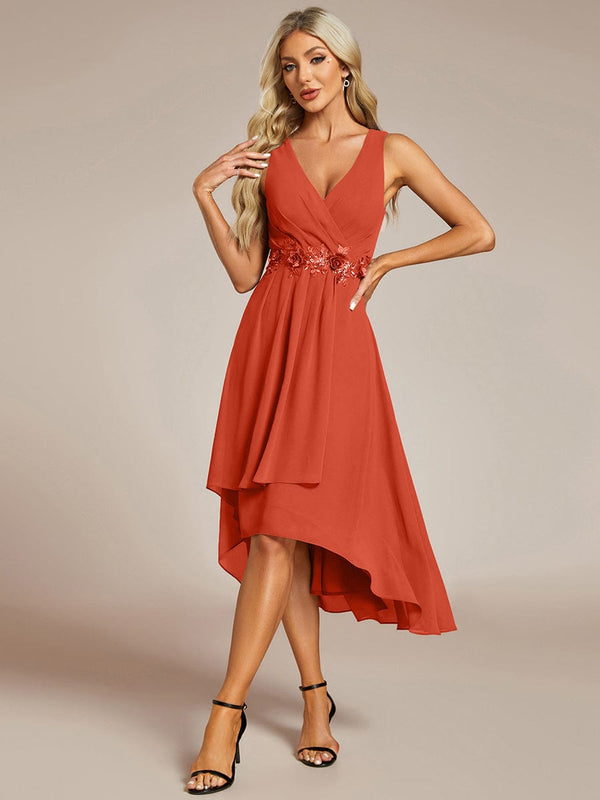 Sleeveless Chiffon High-Low Wedding Guest Dress