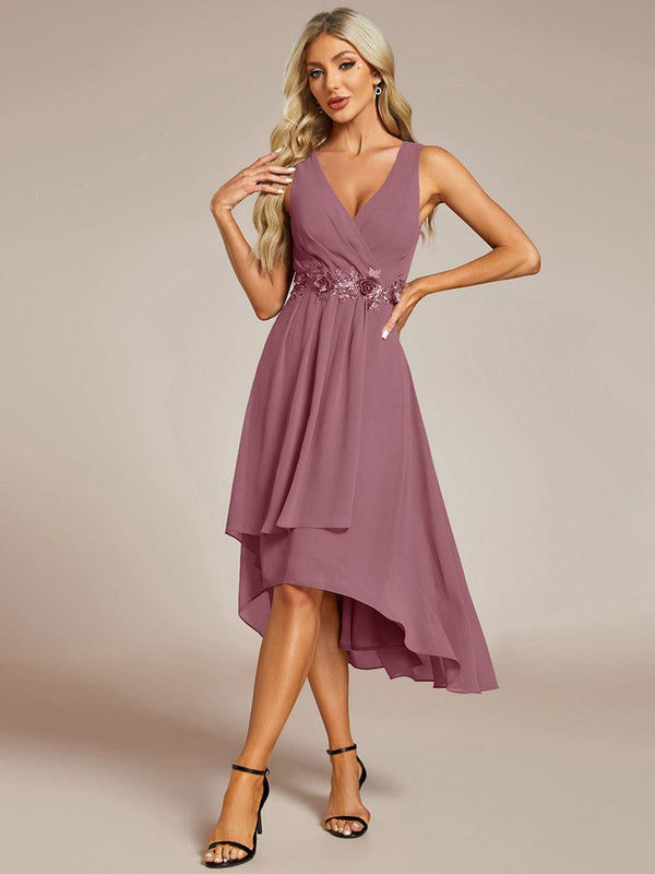 Sleeveless Chiffon High-Low Wedding Guest Dress