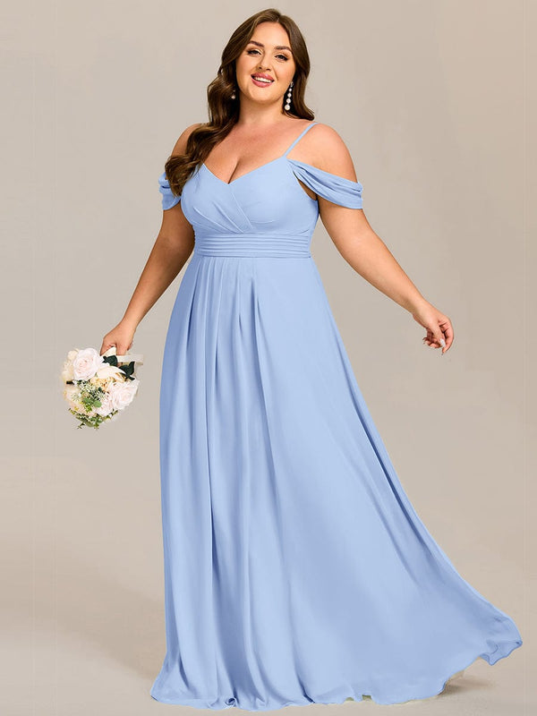 Plus Size Multiway A-Line Off the Shoulder Chiffon Maxi Bridesmaid Dress