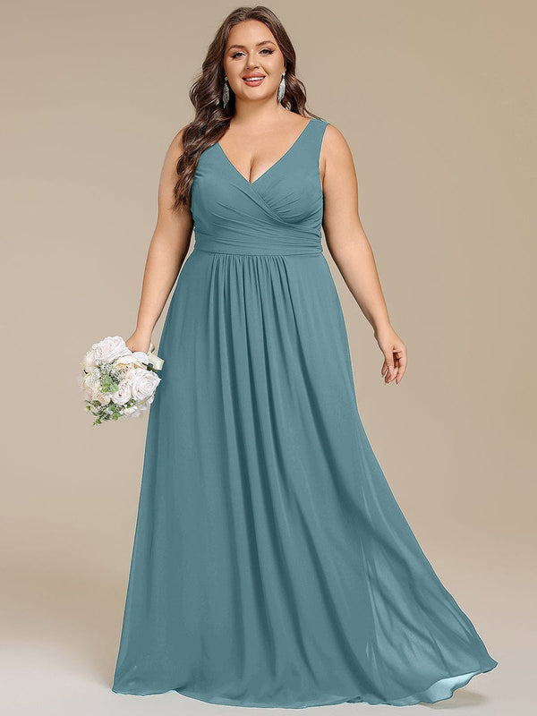 Plus Size Sleeveless A-Line Chiffon Maxi Bridesmaid Dress