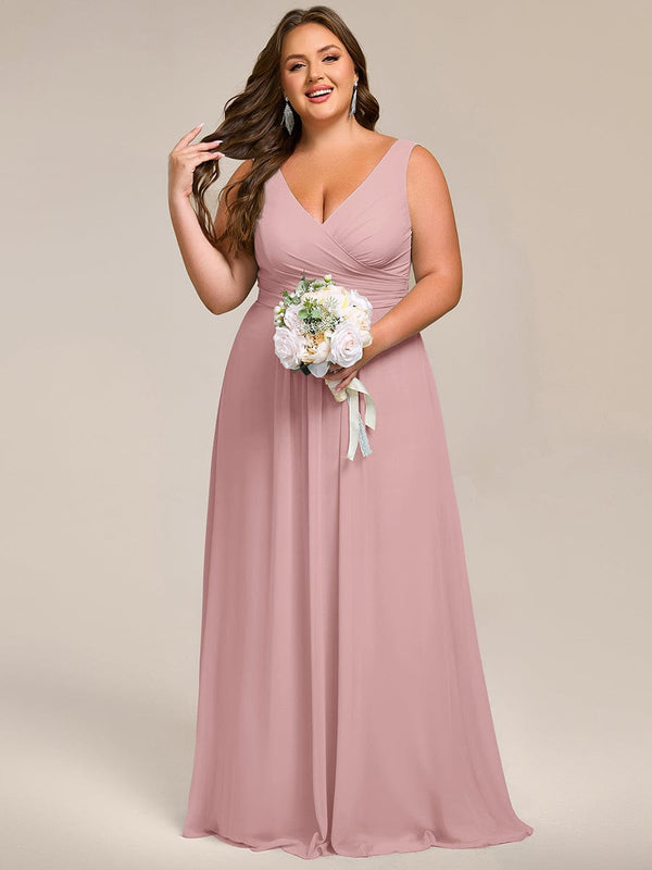 Plus Size Sleeveless A-Line Chiffon Maxi Bridesmaid Dress