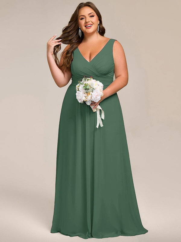 Plus Size Sleeveless A-Line Chiffon Maxi Bridesmaid Dress