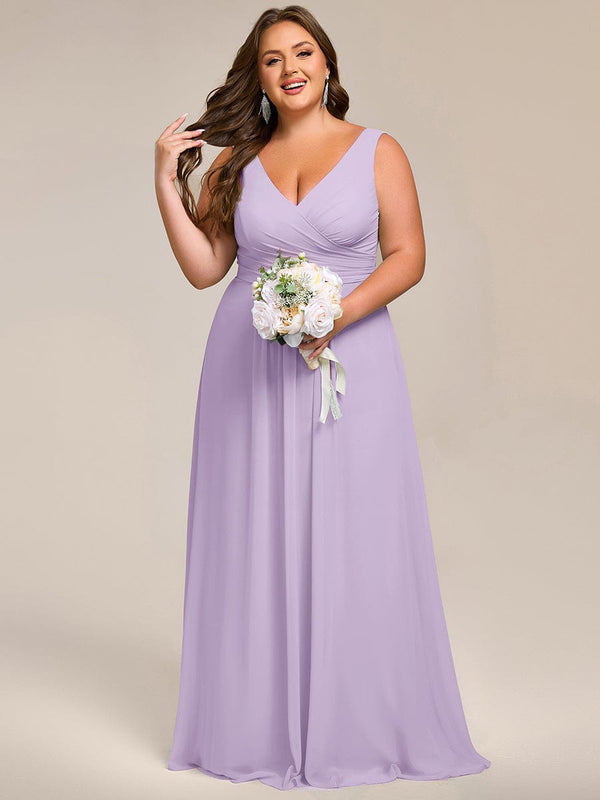 Plus Size Sleeveless A-Line Chiffon Maxi Bridesmaid Dress