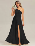 Designer Thigh-High Slit Chiffon Bridesmaid Dress