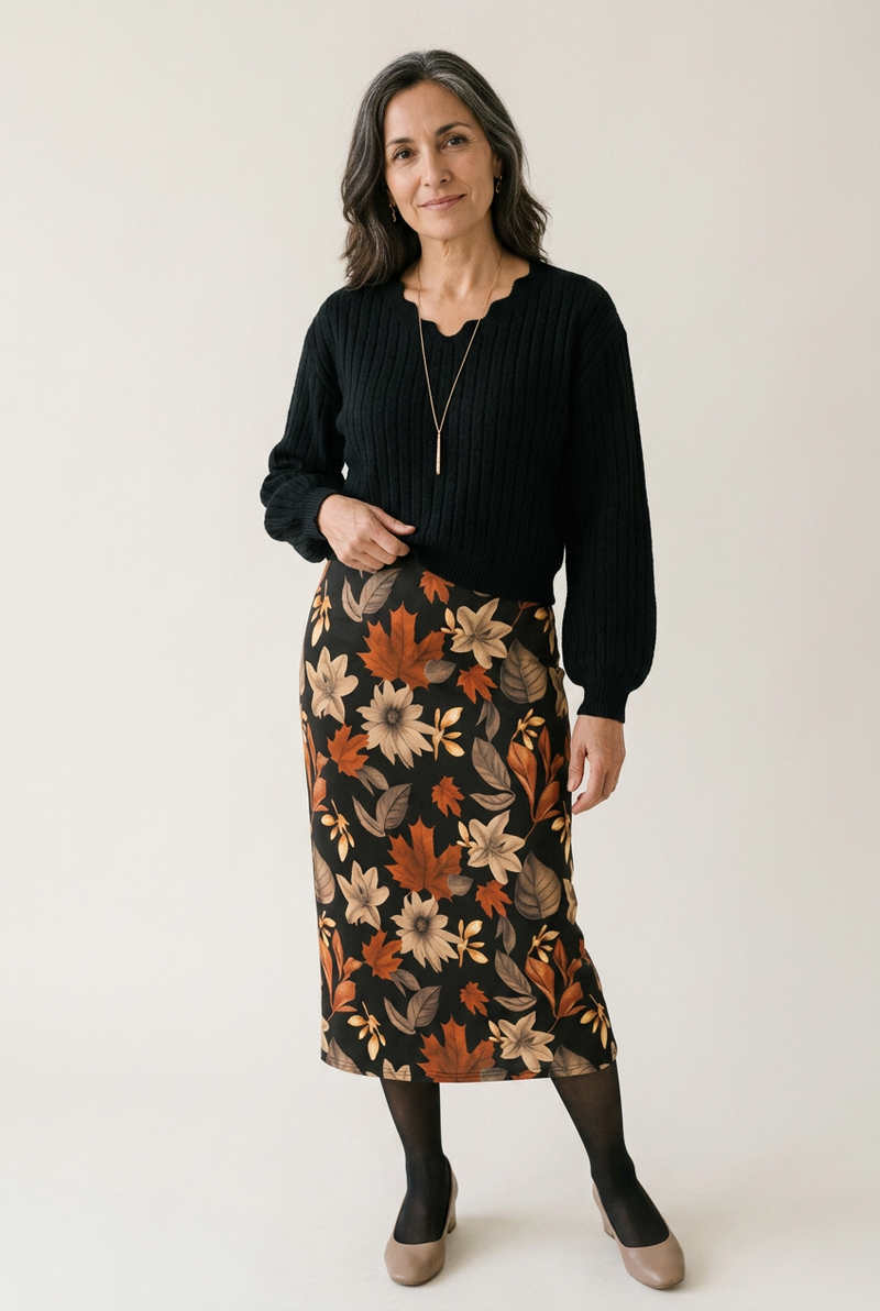 Marjorie Black Floral Midi Dress & Cardigan
