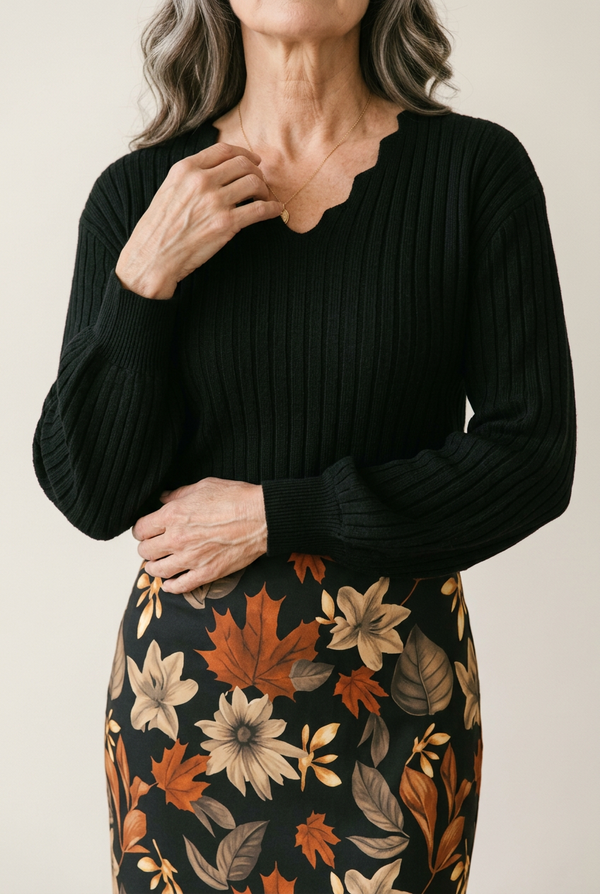 Marjorie Black Floral Midi Dress & Cardigan