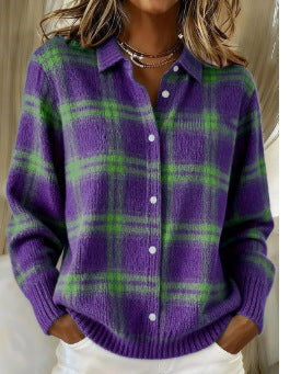 Marilou — Soft Hoodie Blouse with Check Pattern