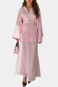 Zelda V-Neck Shirt and Split Skirt Set