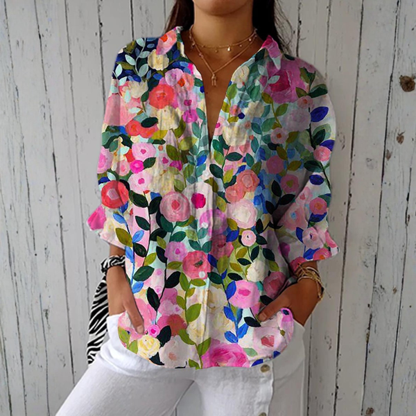 Sylvia — Hand-Painted Floral Blouse