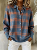 Mirella — Soft Hoodie Blouse with Check Pattern