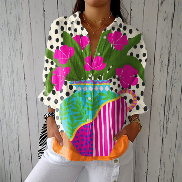 Odette — Floral Vase Print Blouse