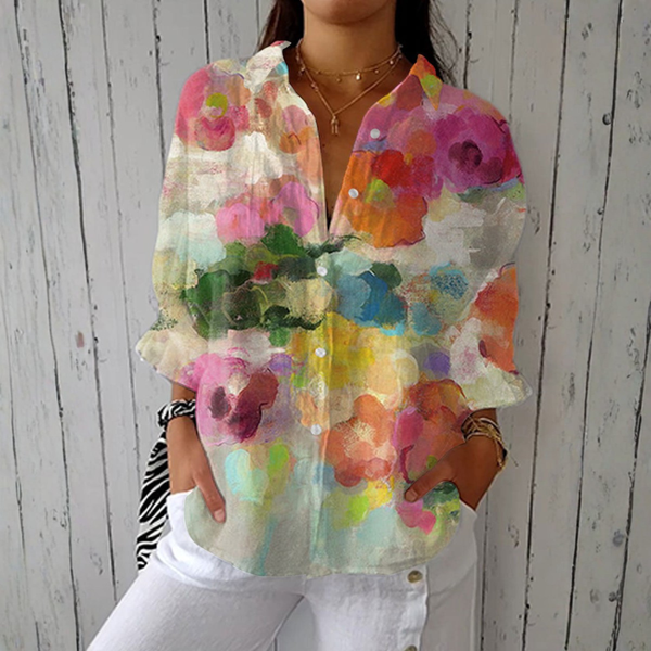 Ines — Watercolour Floral Blouse