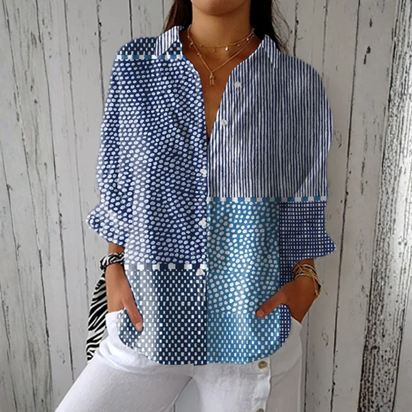 Denise — Ocean Patchwork Blouse