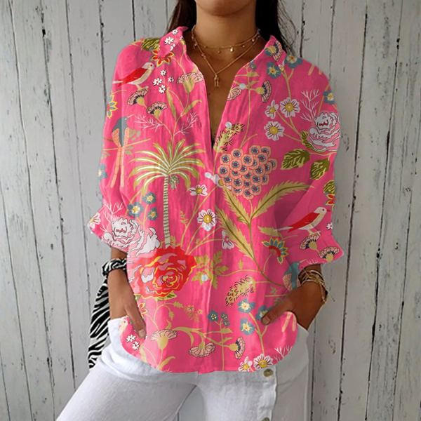 Joanna — Tropical Floral Blouse