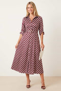 Daphne Belted Shirt Dress, Red Stripe