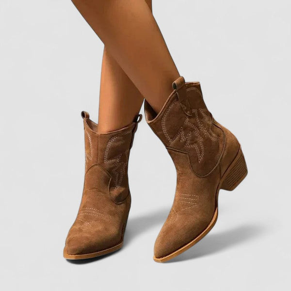 Darcy Embroidered Western Ankle Boots