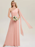 One Shoulder Multiway Bridesmaid Dress with Flowing Ribbon