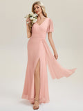 Flowing Ribbon Side Slit Bridesmaid Dress