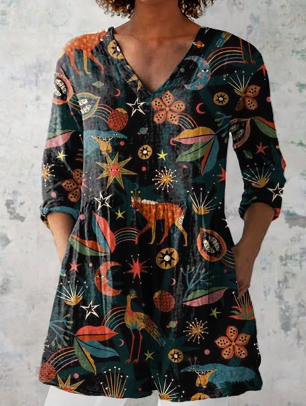 Adeline — Long Blouse with V-Neck