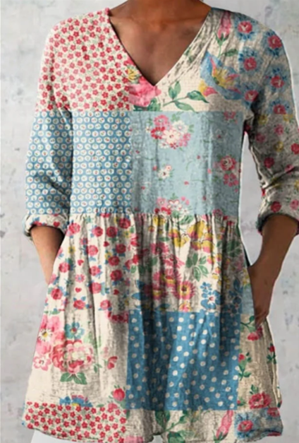 Estelle — Long Blouse with V-Neck