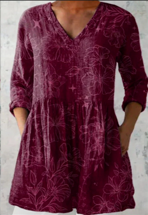 Florence — Long Blouse with V-Neck