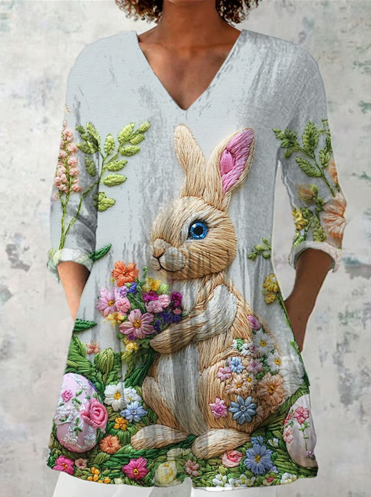 Marguerite — Long Blouse with V-Neck