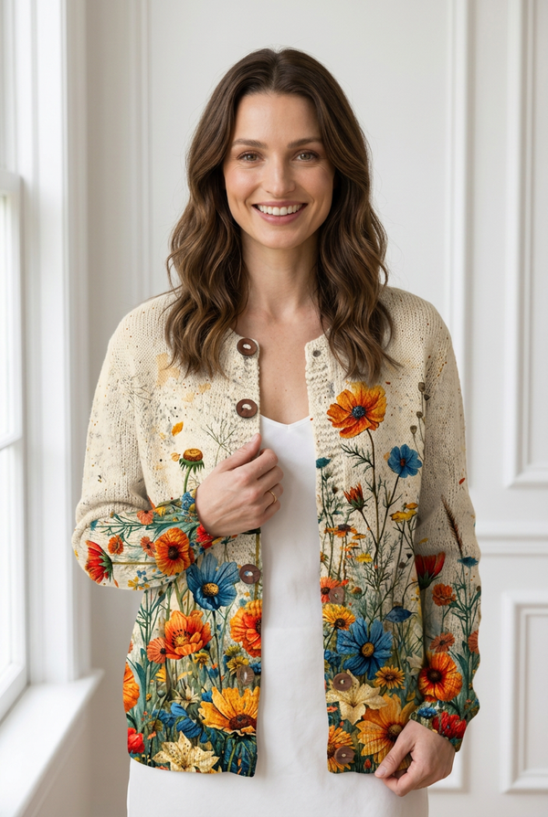Tansy Vintage Floral Print Cardigan Sweater