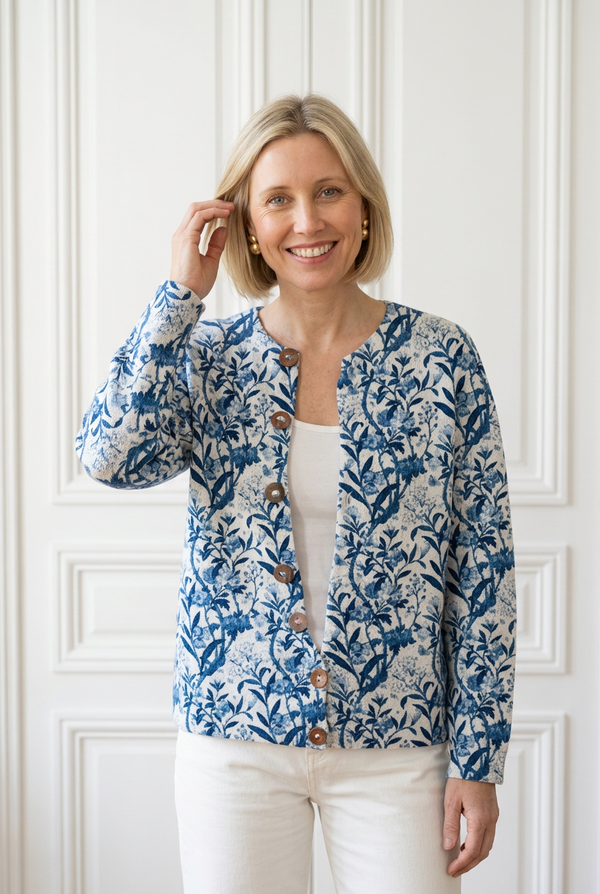 Tiverly Vintage Floral Button-Front Cardigan