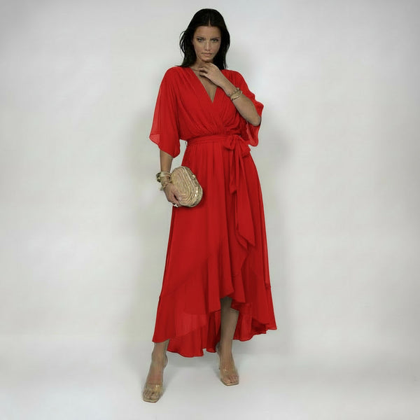 MARTA V-Neck Chiffon Dress