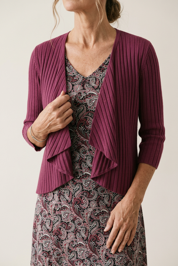 Yvonne Wine Paisley Dress & Cardigan