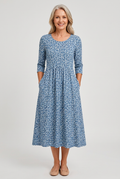 Blue Meadow Easy-Wear Floral Midi Dress