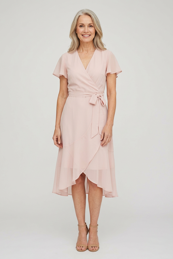 Faith Midi Ruffle Dress, Blush