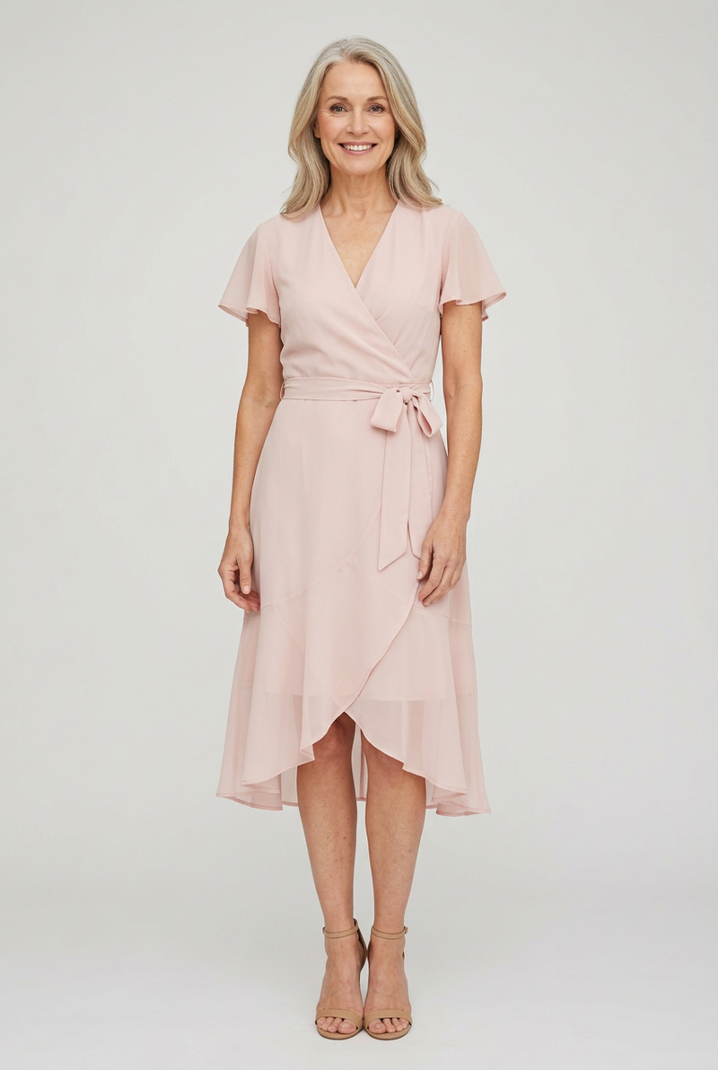Faith Midi Ruffle Dress, Blush