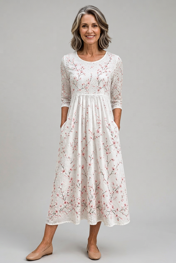 Cherry Blossom Grace Everyday Midi Dress