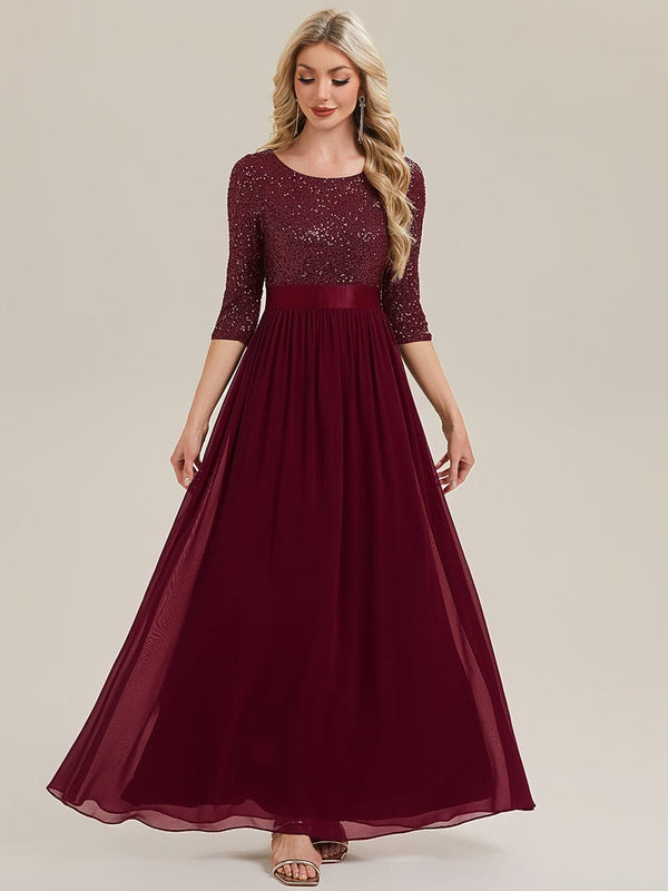 Modest Sequin A-Line Maxi Dress