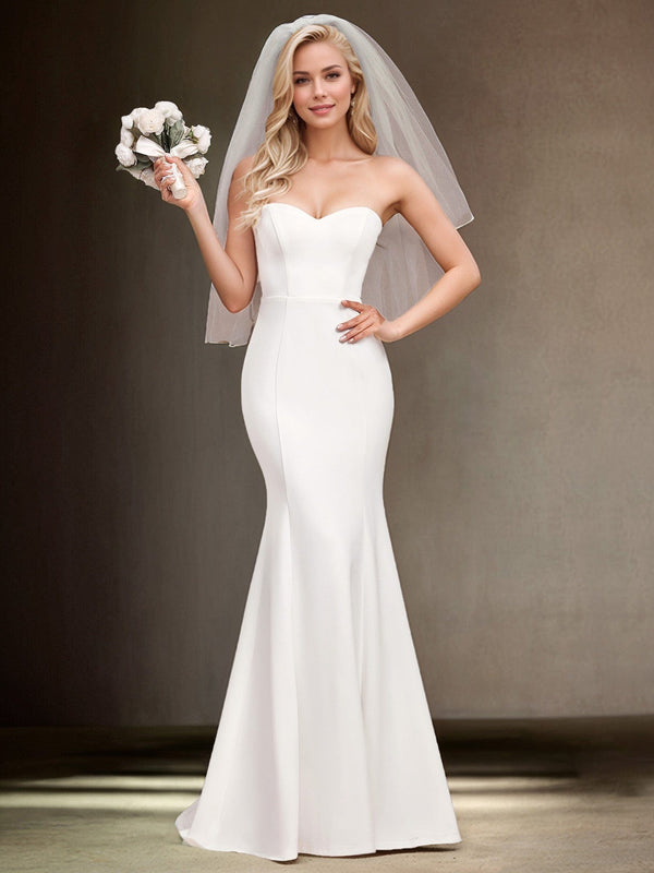 Simple Strapless Sweetheart Mermaid Wedding Dress