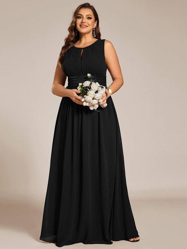 Plus Size A-Line Sleeveless Chiffon Round Neckline Bridesmaid Dress