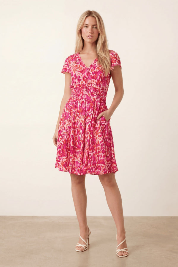 Pink flute sleeve Mini Dress