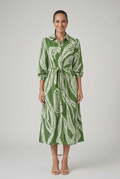 Green Leaf Shirt Dress