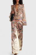 Finely Set with Ruffle Blouse and Vintage Paisley Print