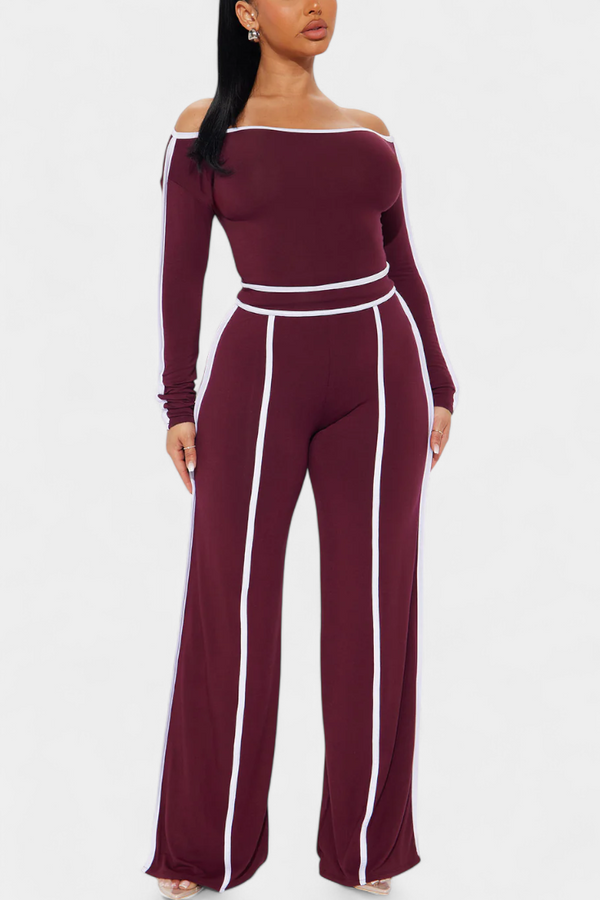 Krystelle Off-Shoulder Top and Straight-Leg Trouser Set