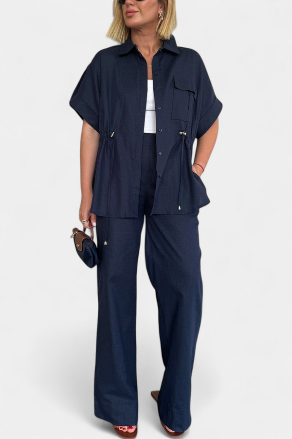 Lani Relaxed Cotton-Linen Shirt and Trouser Set