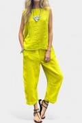 Leona Sleeveless Waistcoat and Trouser Set in Cotton Linen