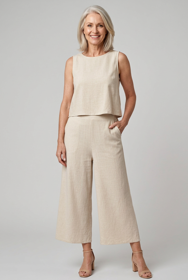 Lavinia Boho Linen and Cotton Top and Shorts Set