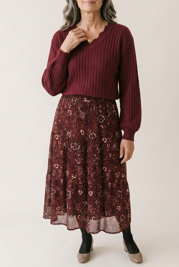 Marjorie Black Floral Midi Dress & Cardigan