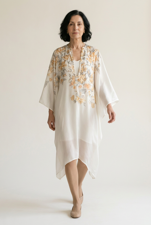 Sandra Floral Chiffon Kaftan Dress